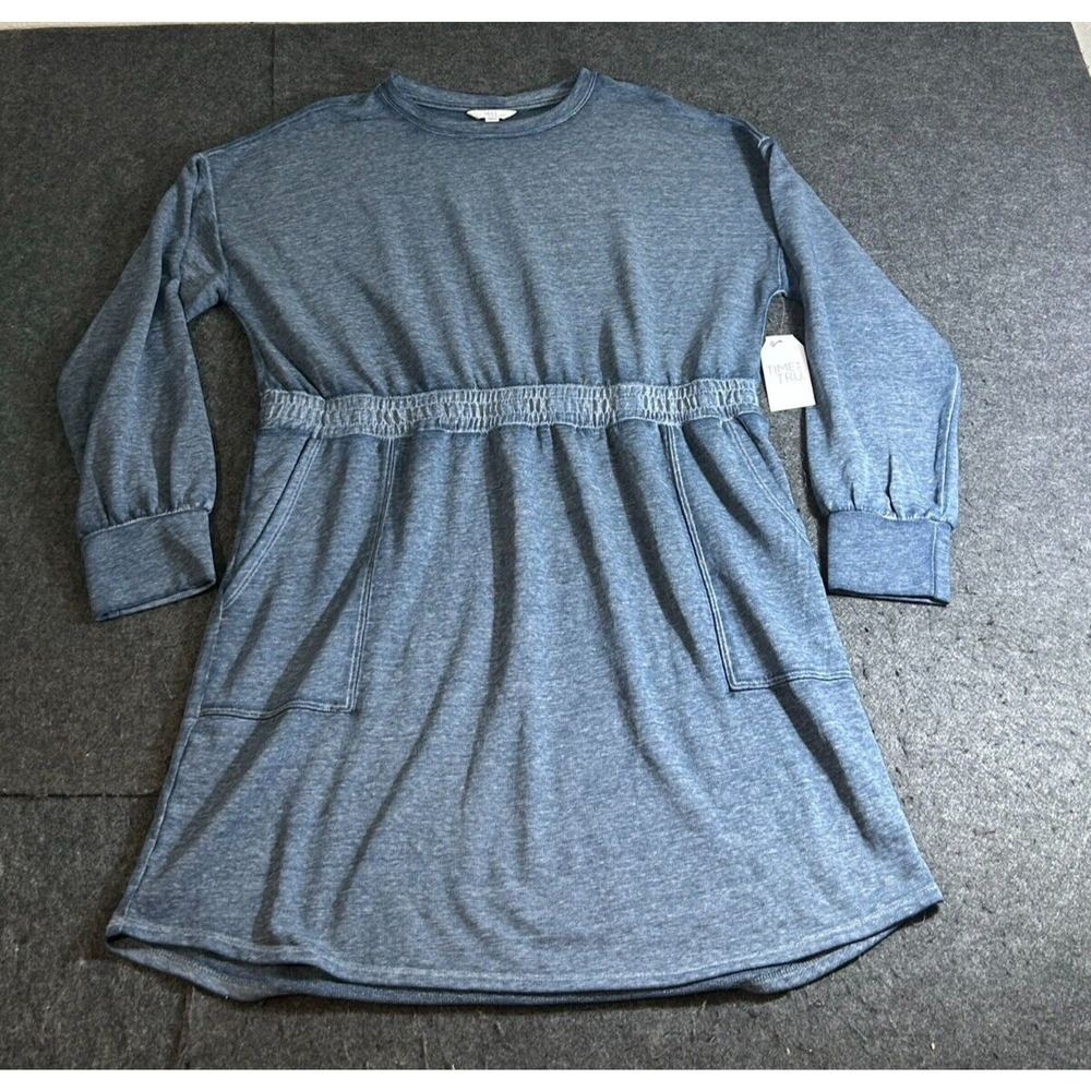 Time and Tru Sweatshirt Dress Women's XL Cinched Waist Long Sleeve Pockets NWT